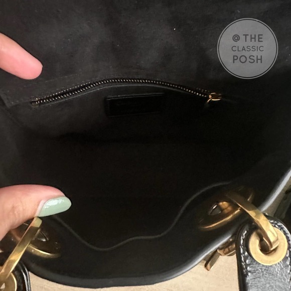 Lady Dior Cannage Small Crinkled Calfskin Black Gold Shoulder Crossbody Bag - Picture 14 of 15